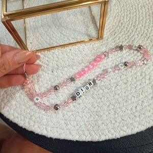 Miss Dior Pink and Silver Beaded Phone Strap - NIB